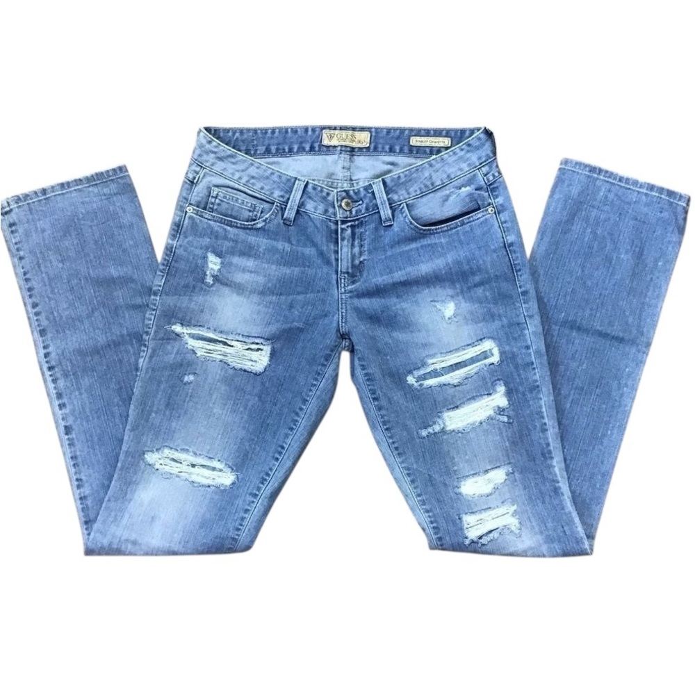 GUESS jeans Starlet cigarette low rise distressed ripped flattering sexy size 29